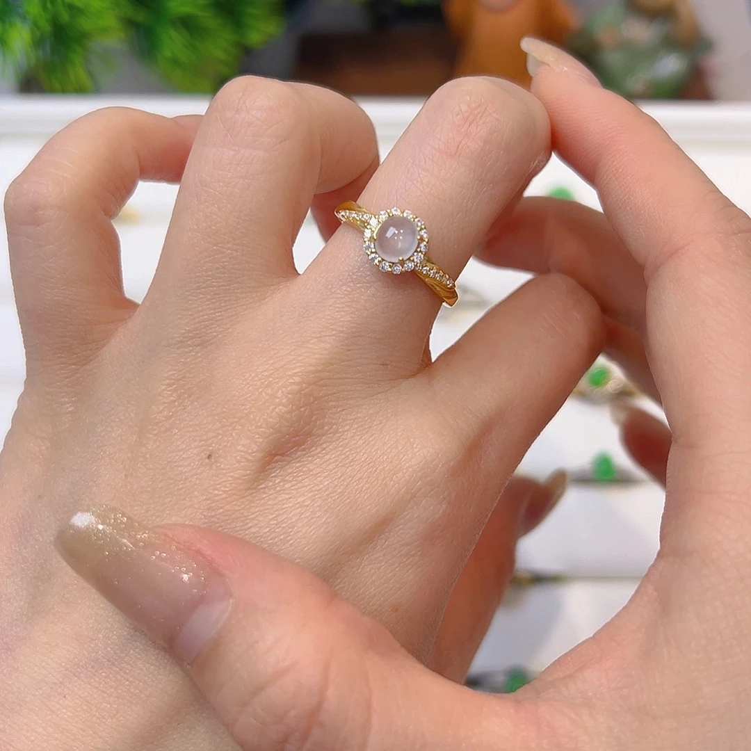 翡翠戒指银S925镶嵌翡翠