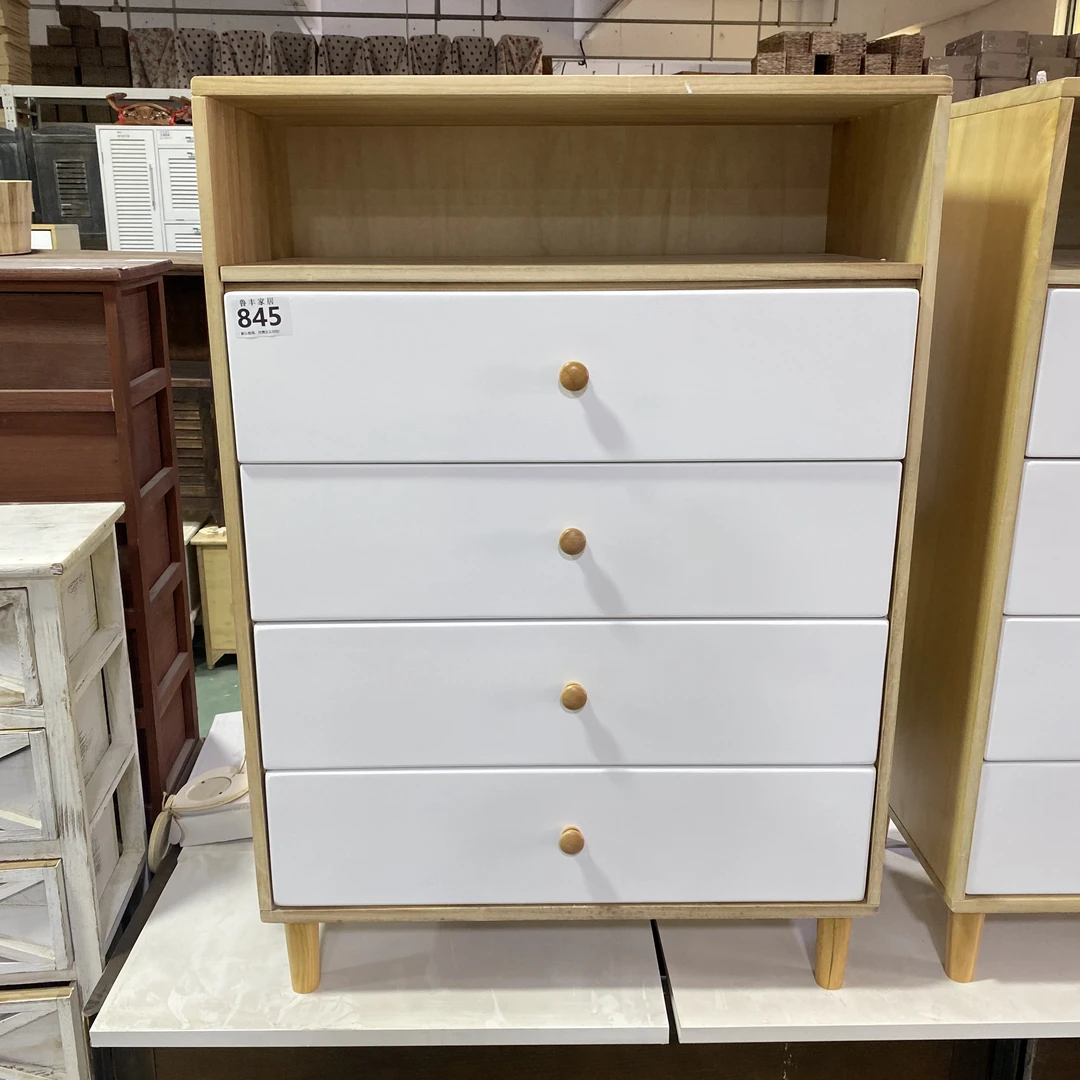 845实木大斗柜四抽五层白色斗柜