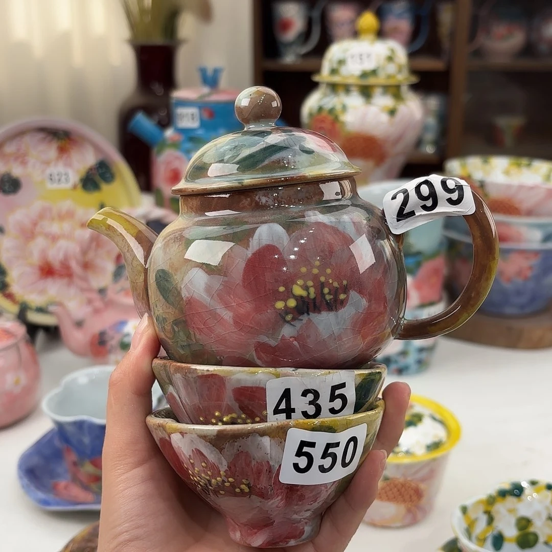 瓷片相**姐景德镇手绘高温釉下彩陶瓷茶具