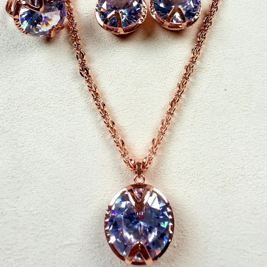 纯铜仿水晶项链 新款高档俄罗斯585قاپلىما ئالتۇن بىرتو