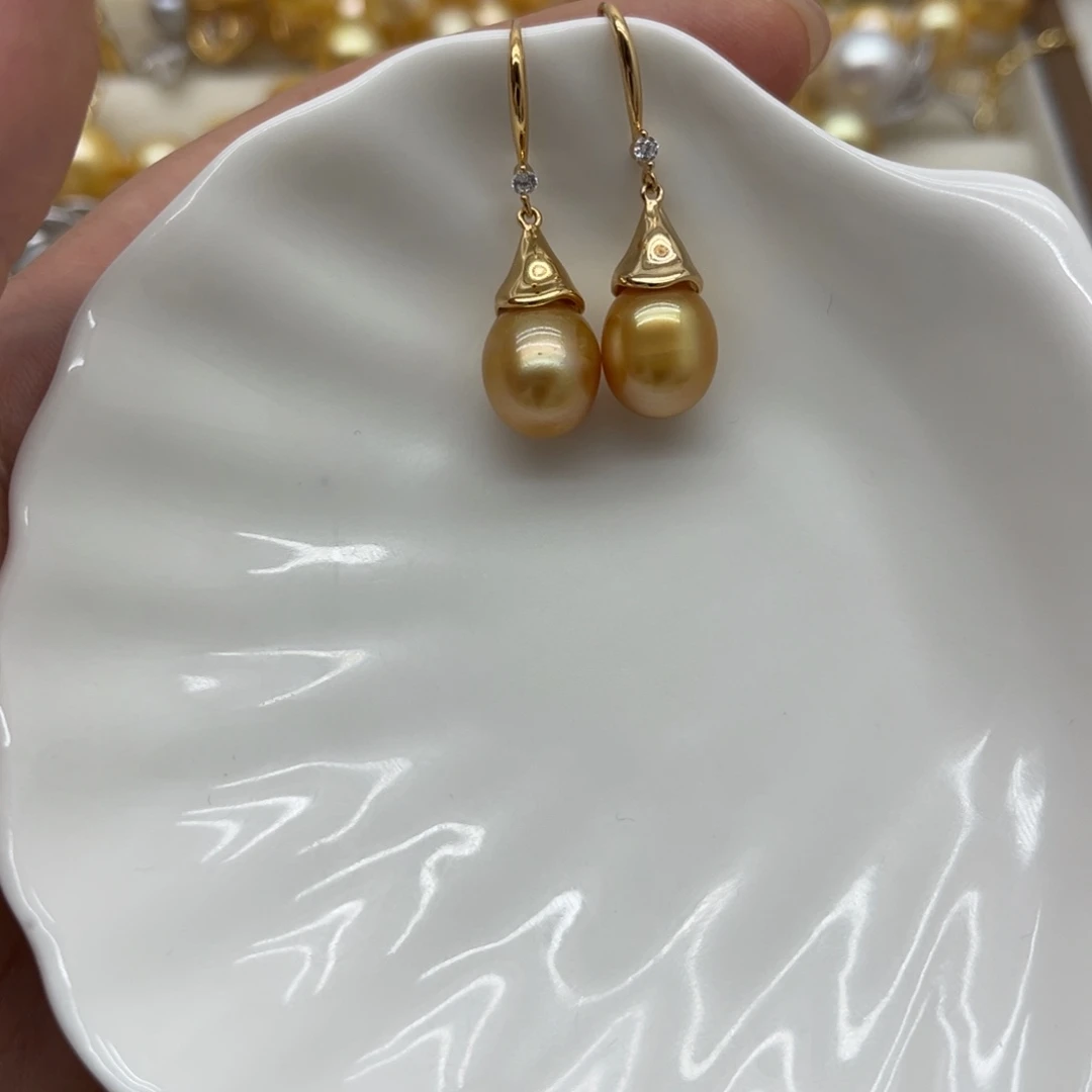 银S925镶嵌海水珍珠耳饰