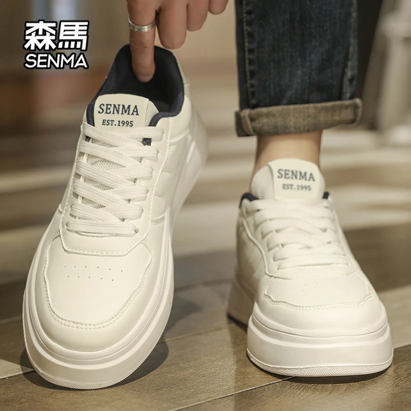 森马男鞋2025夏季新款皮面防滑防水休闲板鞋学生软底百搭小白鞋男