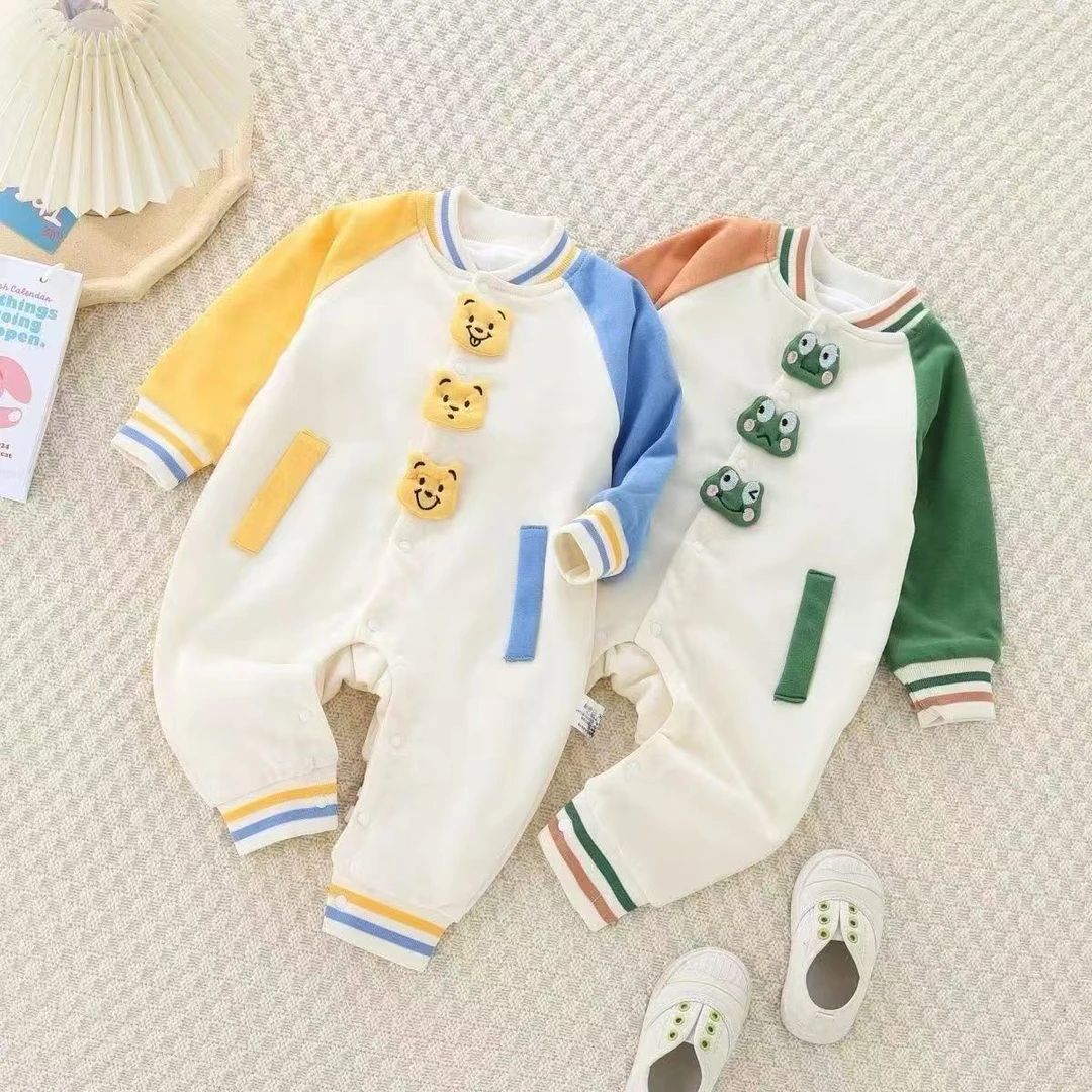 婴儿春秋连体衣衣服宝宝爬服超萌哈衣男女可爱新生儿外出服