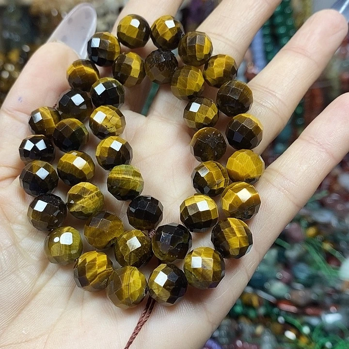 玛瑙/玉髓未镶嵌珠宝半成品天然虎眼硬切卡10mm