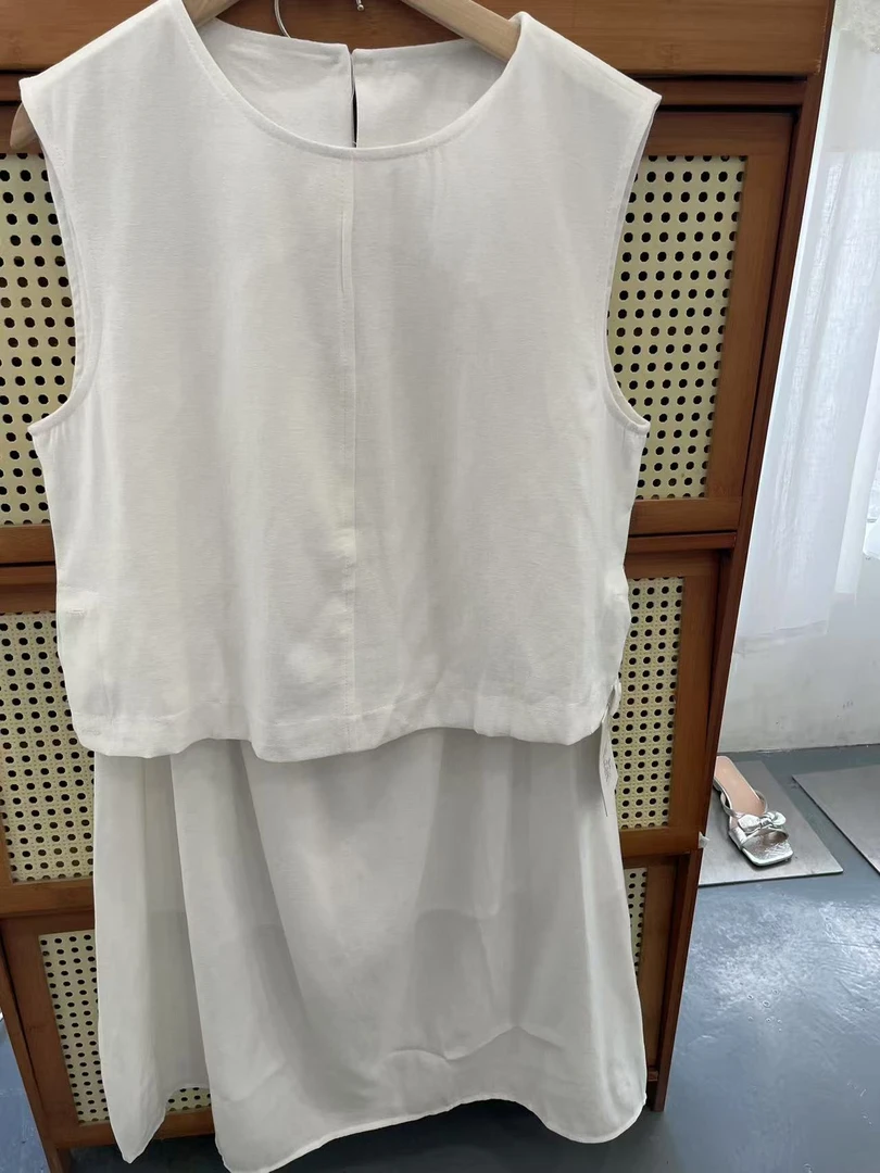 白色无袖备注套装裙 货号73231