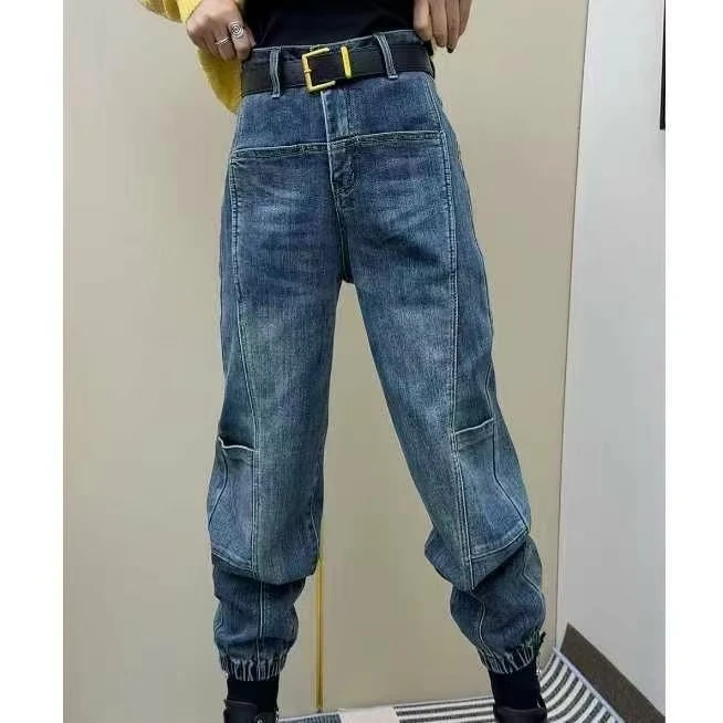 【女王团精选】8772新款时尚休闲工装束脚牛仔裤