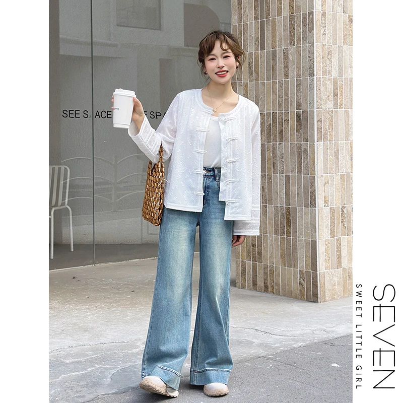 青花韵③七七146小个子新中式刺绣提花衬衫女春夏长袖衬衣小美说