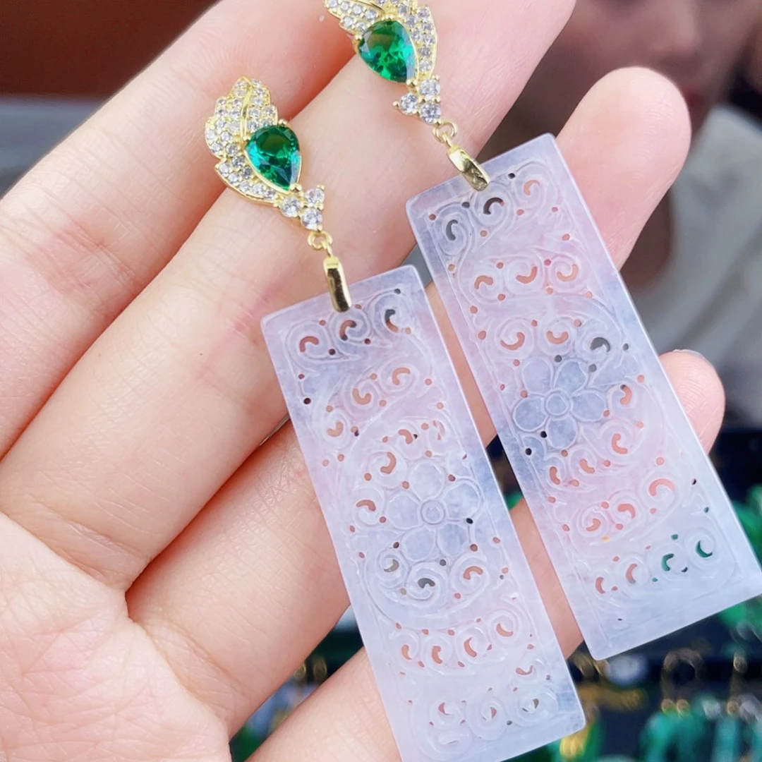 翡翠银S925镶嵌耳饰饰品