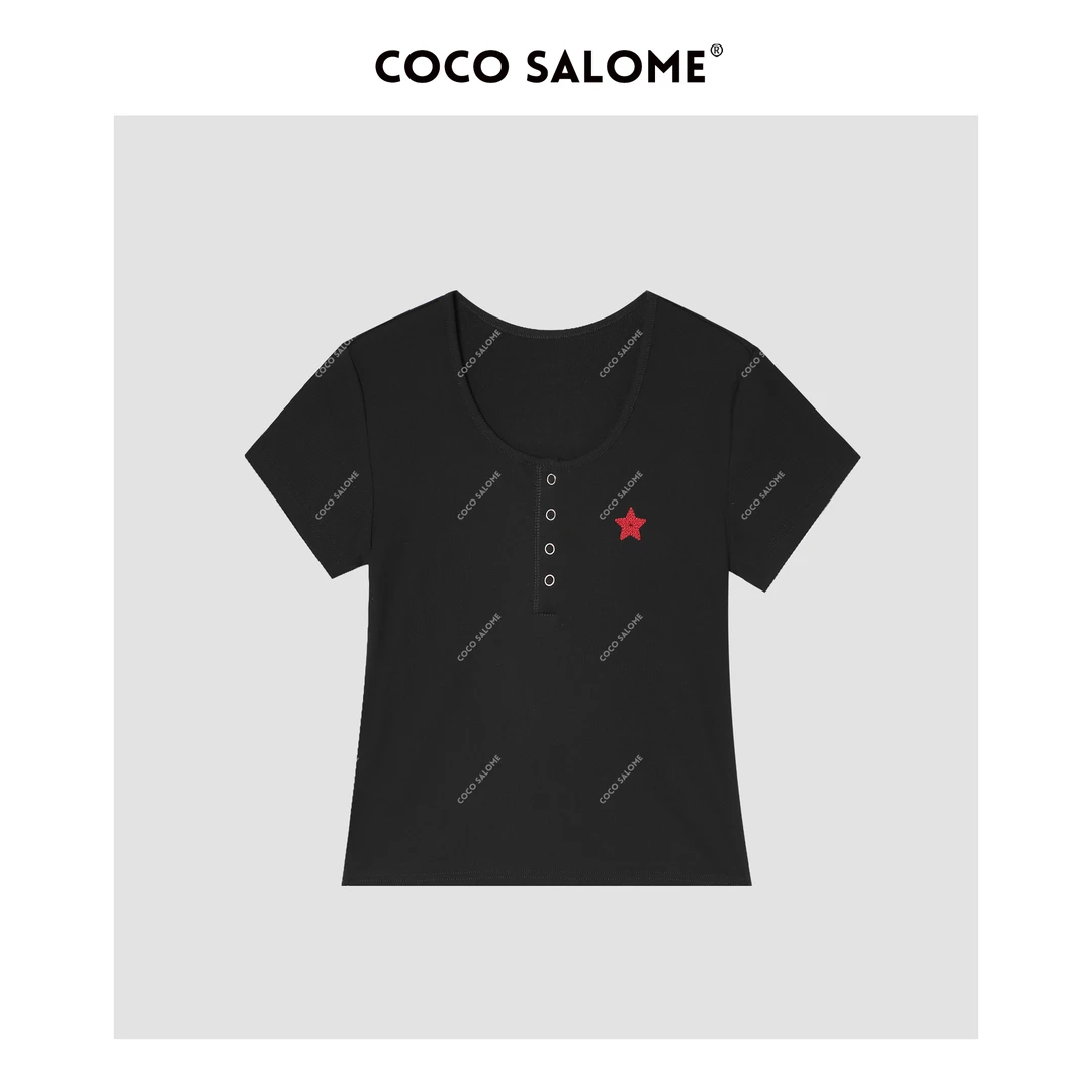 COCOSALOME⑥【五星之夏】夏季百搭时尚时尚修身音乐节设计师T恤362L