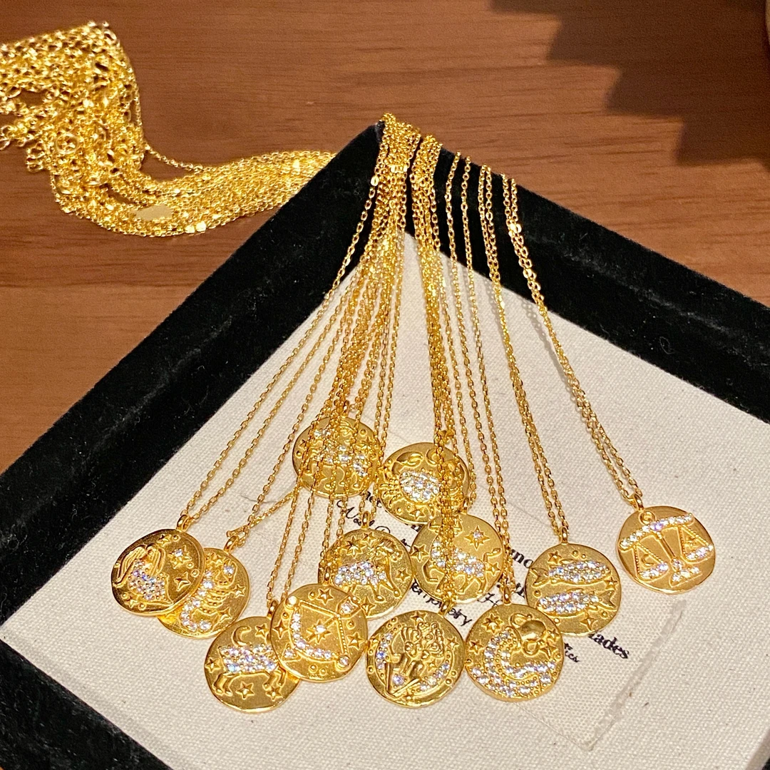 坠链均925银合成锆石 【十二星座】感精致百搭项链时尚经典锁骨链