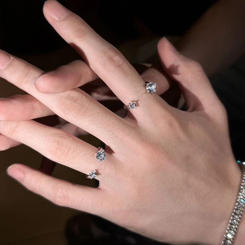 铜合金锆石戒指 个性戒指轻奢水滴镶钻指环设计感食指戒子配饰女