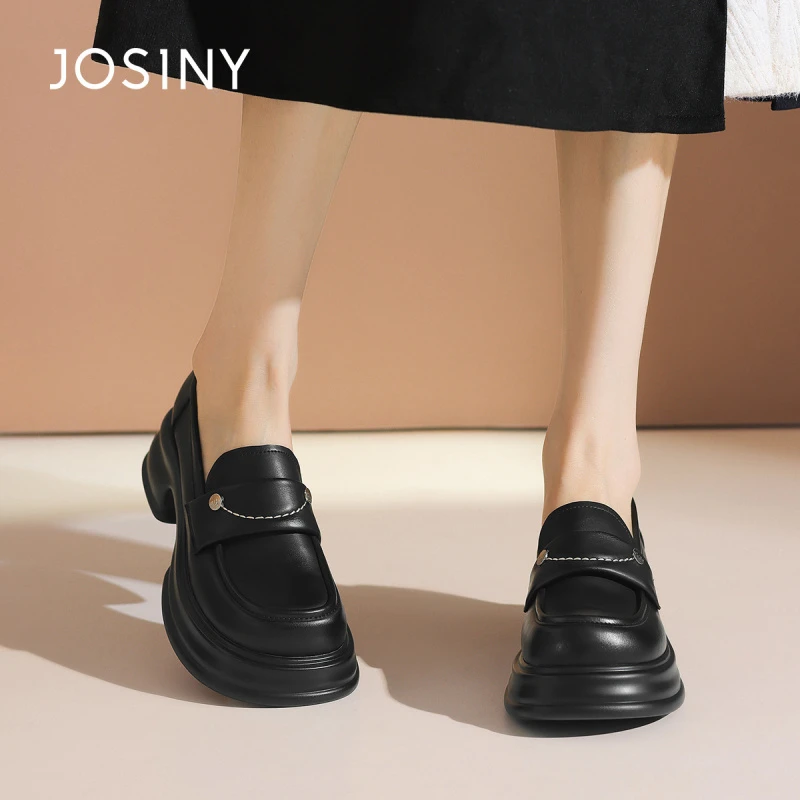 卓诗尼厚底通勤乐福鞋女款2025夏季新款学院风小皮鞋法式百搭单鞋