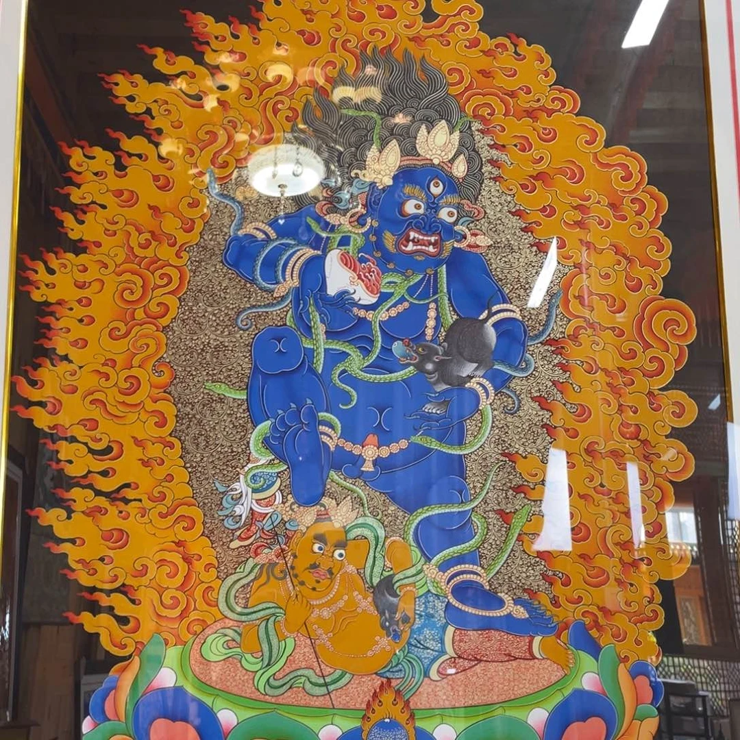 装裱画热贡纯手绘唐卡黑财神挂墙