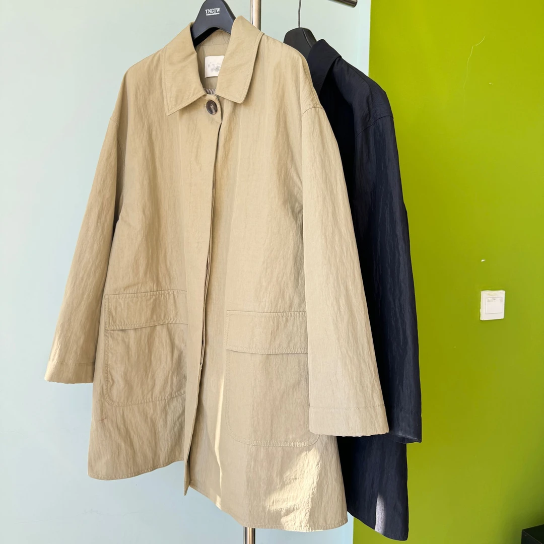 闪闪25年早春原单款定制面料风衣外套中长款小个子百搭基础