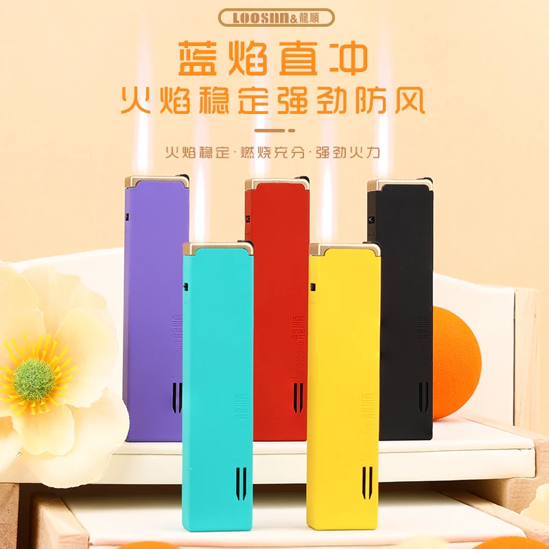 新款金属蓝焰直冲防风打火机加厚耐用安全便携打火机