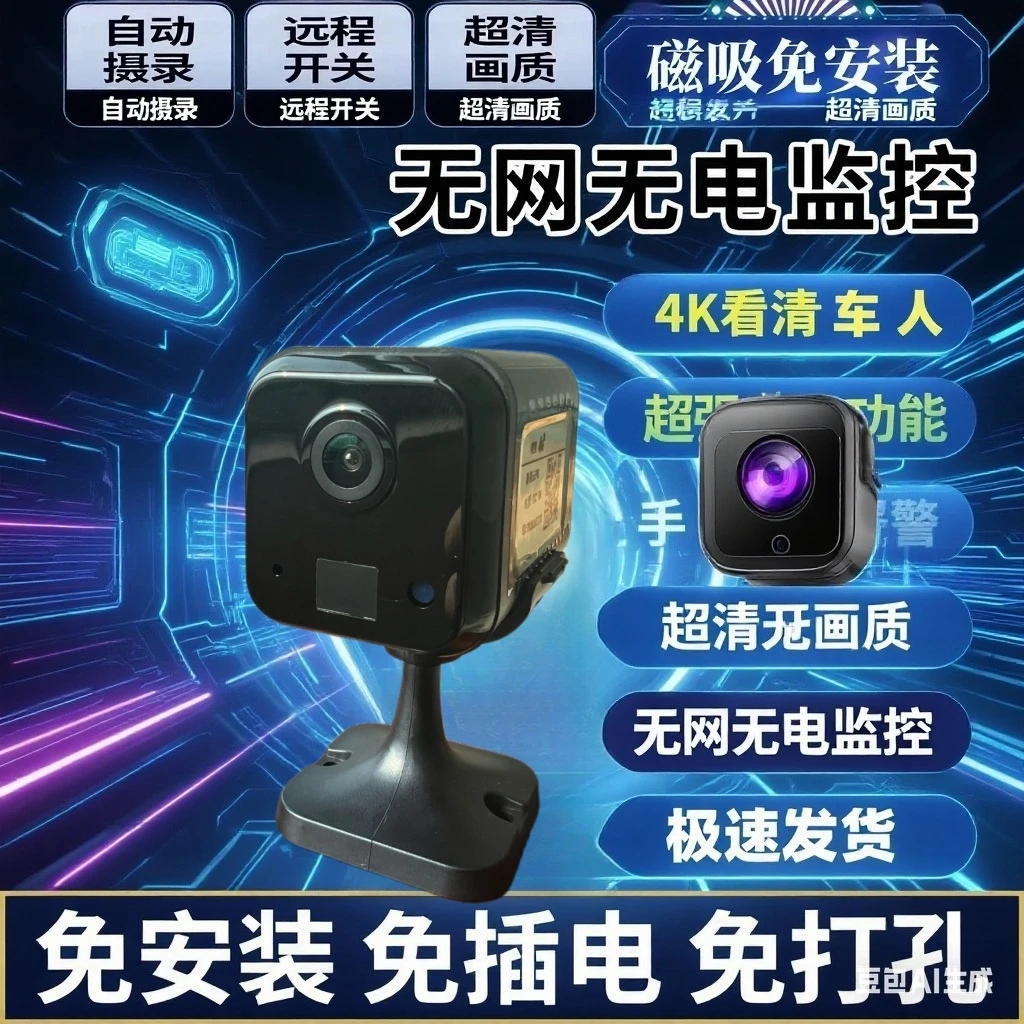 【4G联网】免打孔免布线电池电池相机高清摄像头夜视无网无电可用