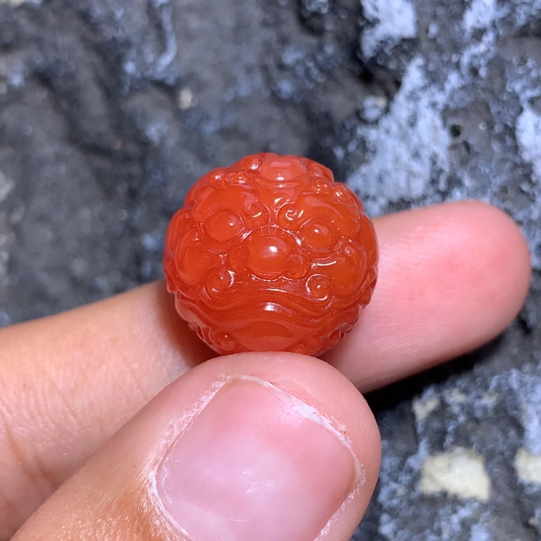 南红玛瑙未镶嵌保山雕刻圆珠15.6