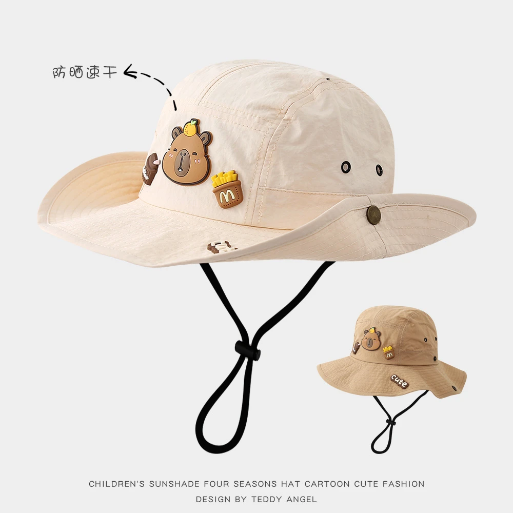 卡皮巴拉帽子儿童渔夫春秋防晒遮阳太阳春季小男孩痞帅气夏季速干