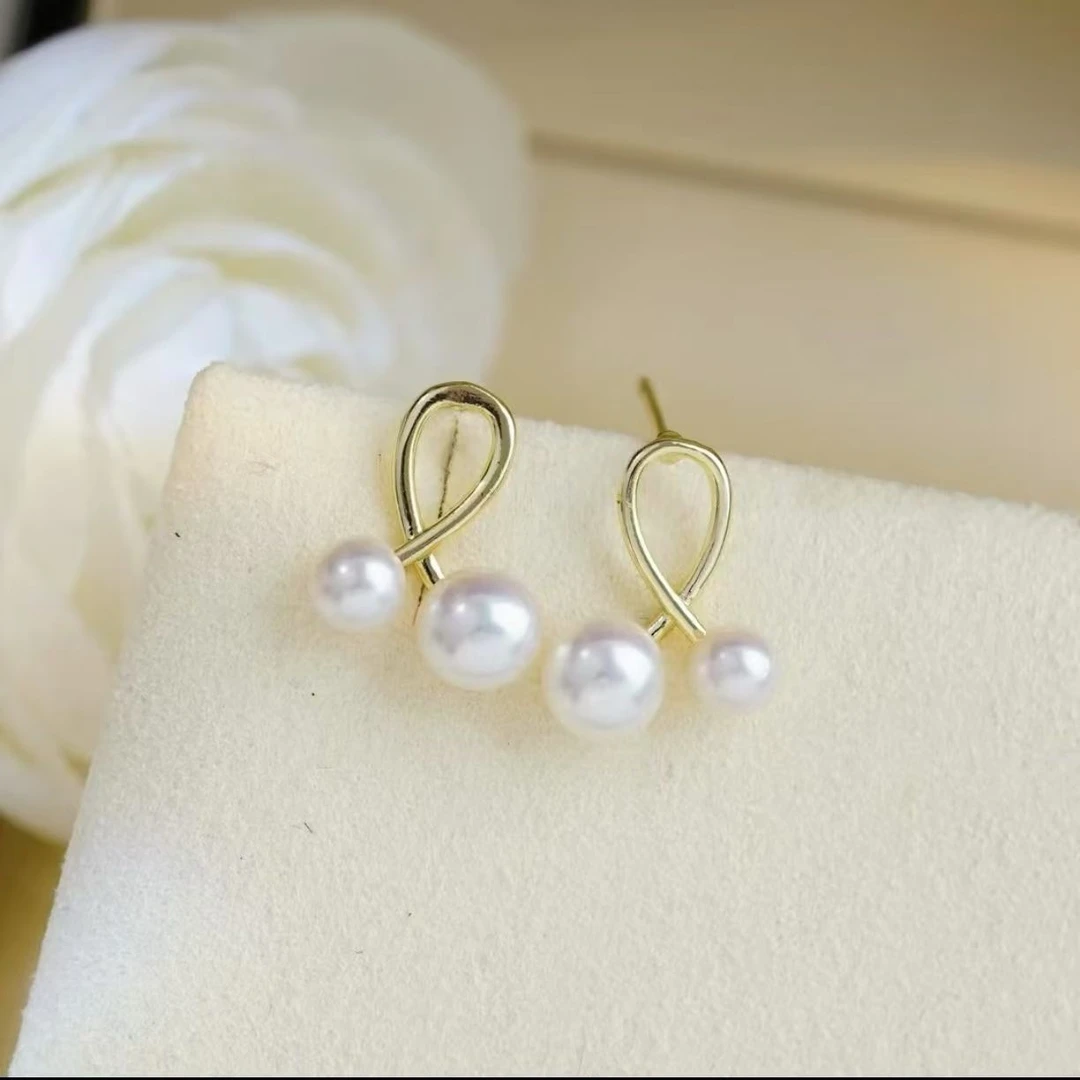 3-5mm天然珍珠耳钉铜注金时尚强保色电镀防过敏百搭款