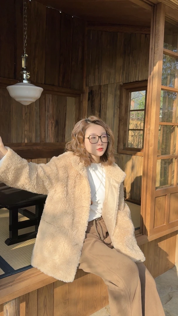 072 & RICE【麦芽糖】100羊毛 秋冬休闲高领牛角扣长袖外套 31SF057