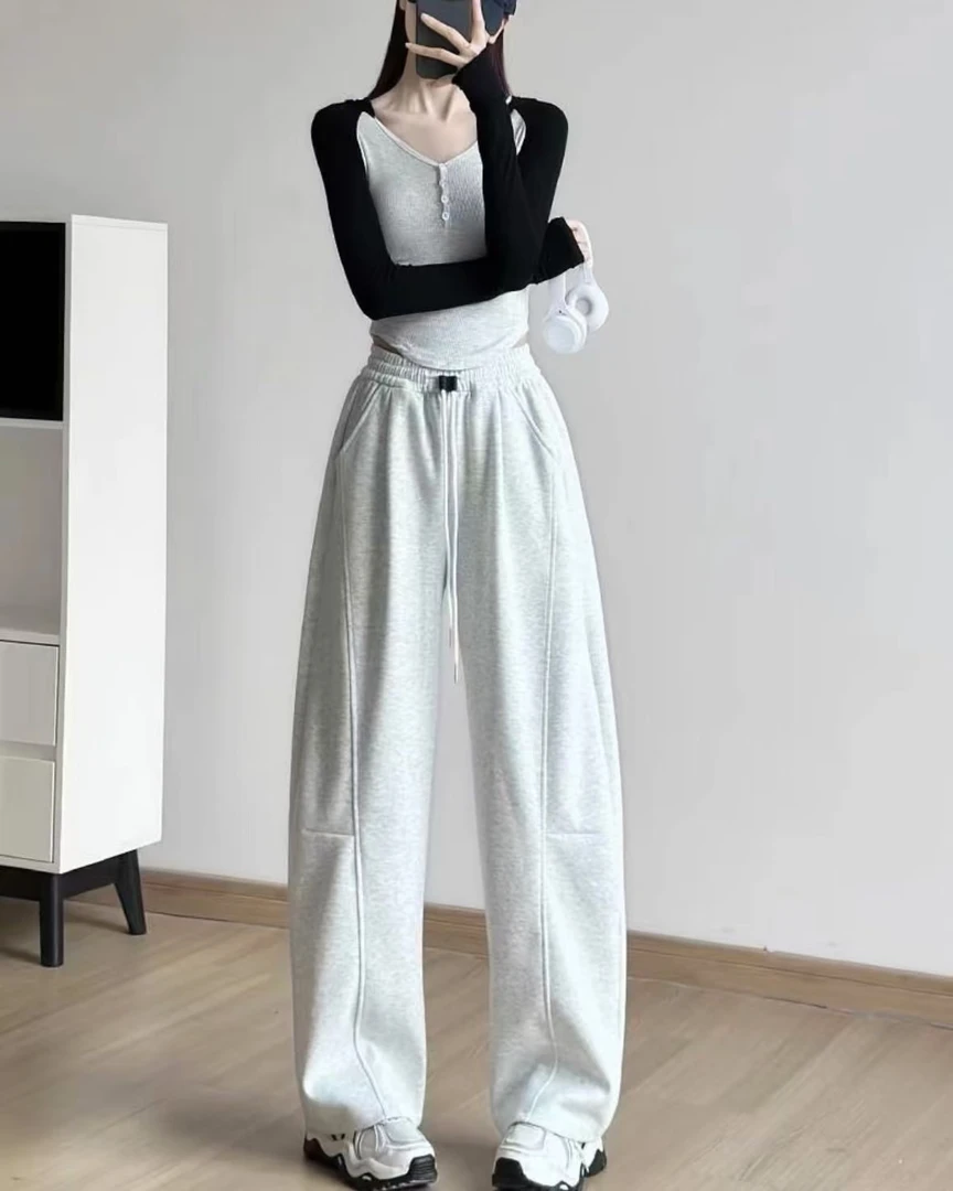 【黑标弯刀裤】2025春款女垂感高腰显瘦宽松运动休闲卫裤