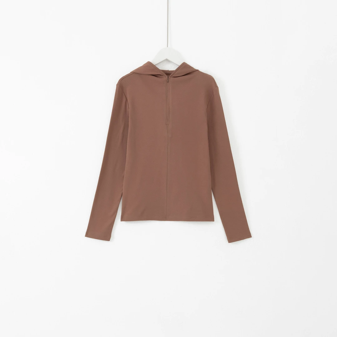 几里与麻 半拉链修身基础连帽卫衣 衣长56胸围86 2091757