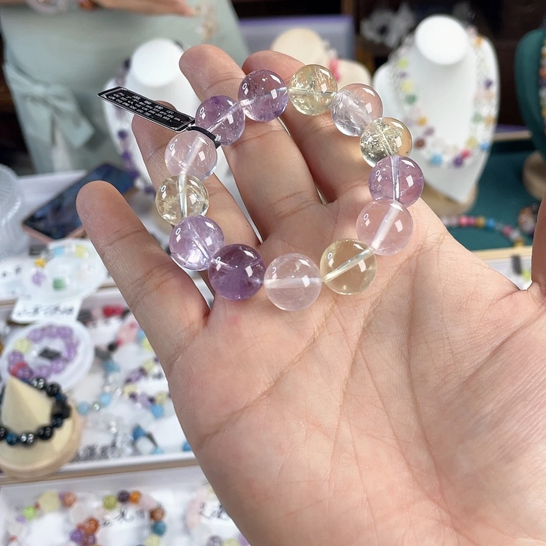 水晶手链银S925镀金镶嵌