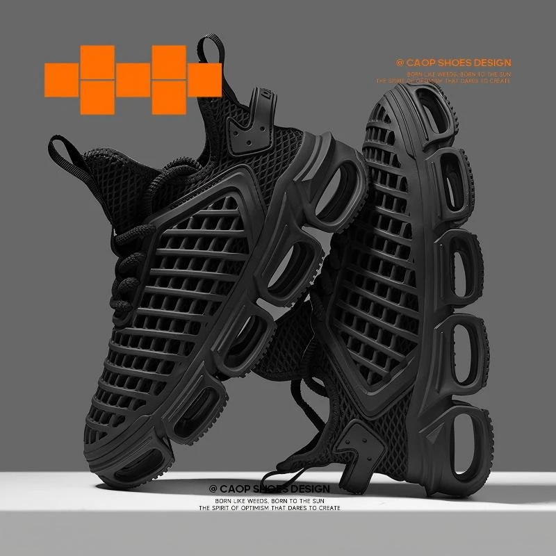 草牌2025巴黎走秀新款刀锋男鞋时尚科技动感休闲鞋男厚底增高潮鞋