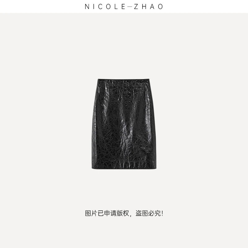 4NQB008【贵姐NICOLE】设计师高端定制时尚气质皮半裙