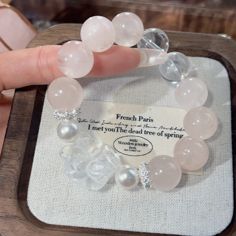 【理想男友】14m粉水晶+白水晶+凤九手串原创设计天然水晶Y47