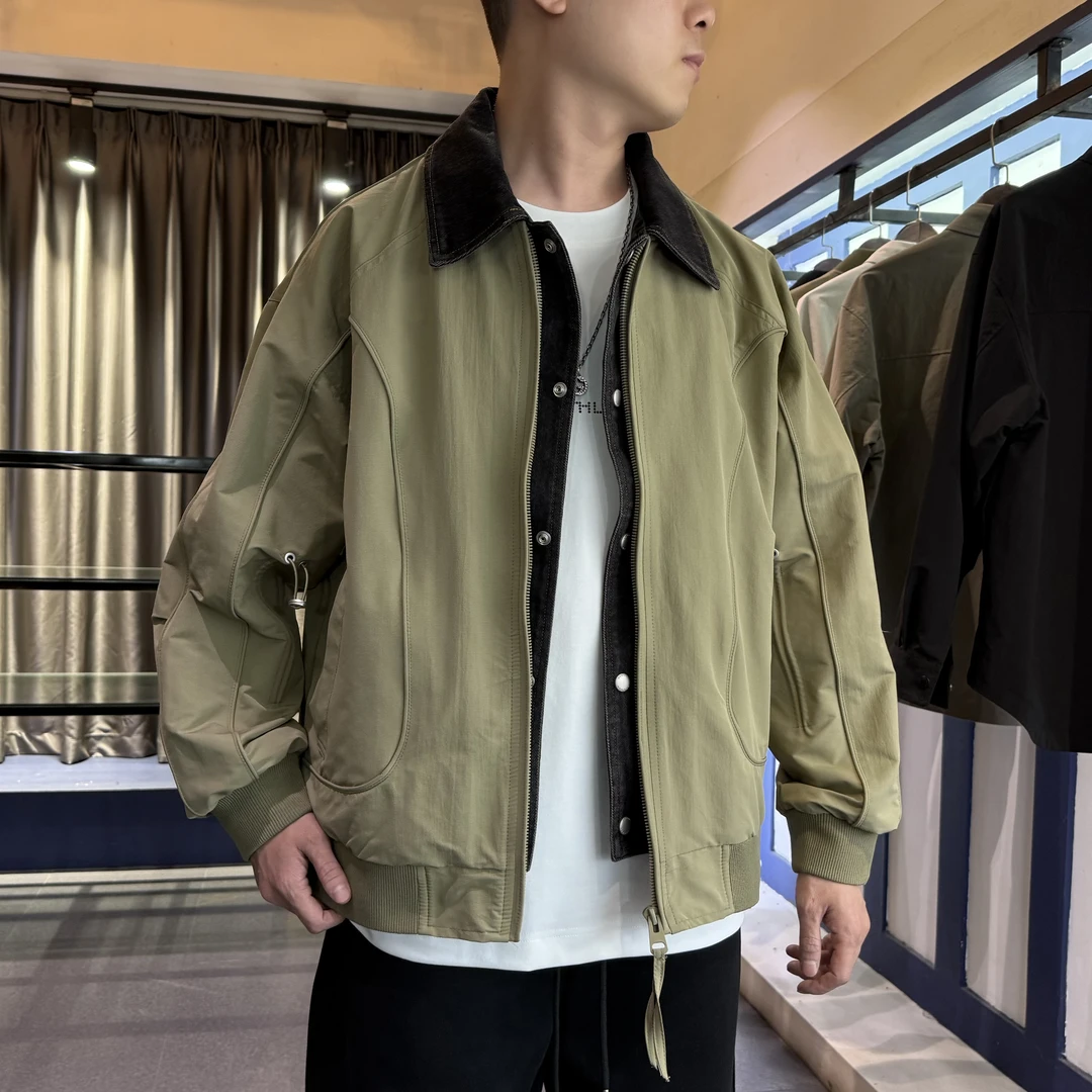 谢生严选【街潮拼接牛仔夹克】春季休闲个性硬汉潮男挺廓有型外套