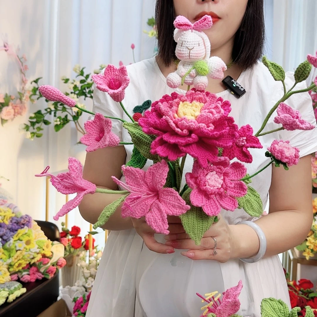 莱赛尔纤维棉手工钩织花束