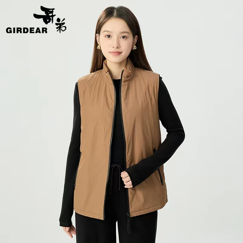 GIRDEAR/哥弟140020新款简约休闲百搭轻薄新雪丽棉衣马甲