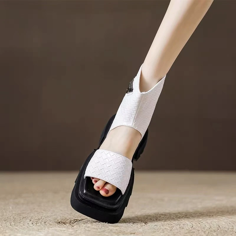 厚底配裙子外穿白色高帮凉鞋女款5K10-9939