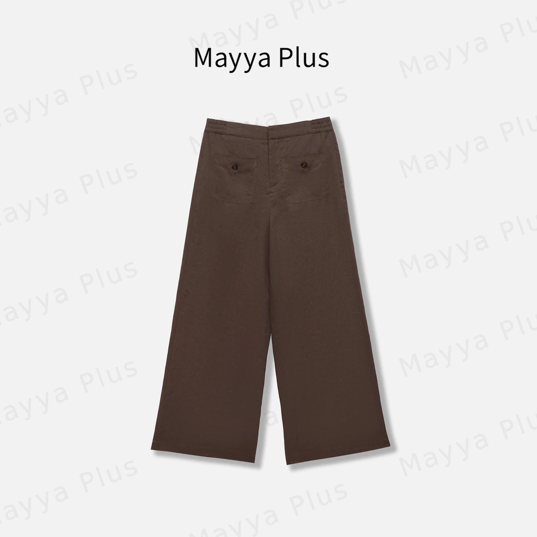【老钱麻裤】Mayya Plus麦芽定制慵懒风薄款宽松直筒休闲裤32536223