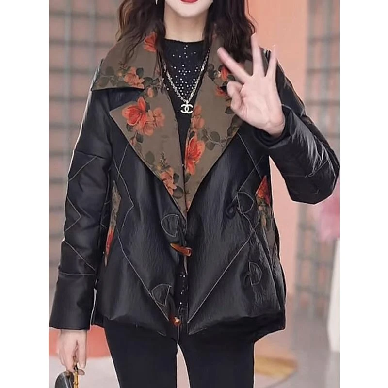 新中式中国风免洗羽绒服大码遮肉遮胯防寒保暖外套2025冬季新款