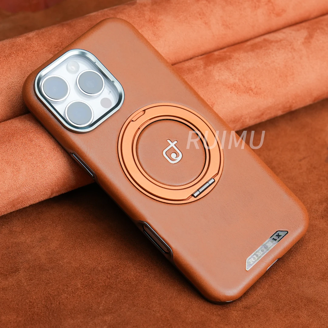 适用于苹果16ProMax旋转磁吸支架手机壳iPhone15高档商务男14pro