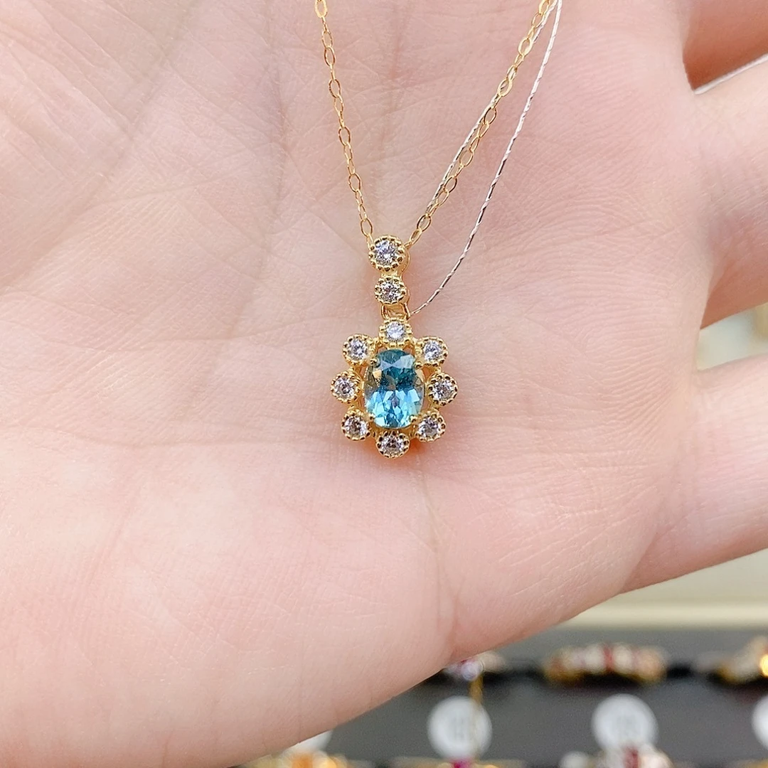 磷灰石颈饰银S925镶嵌