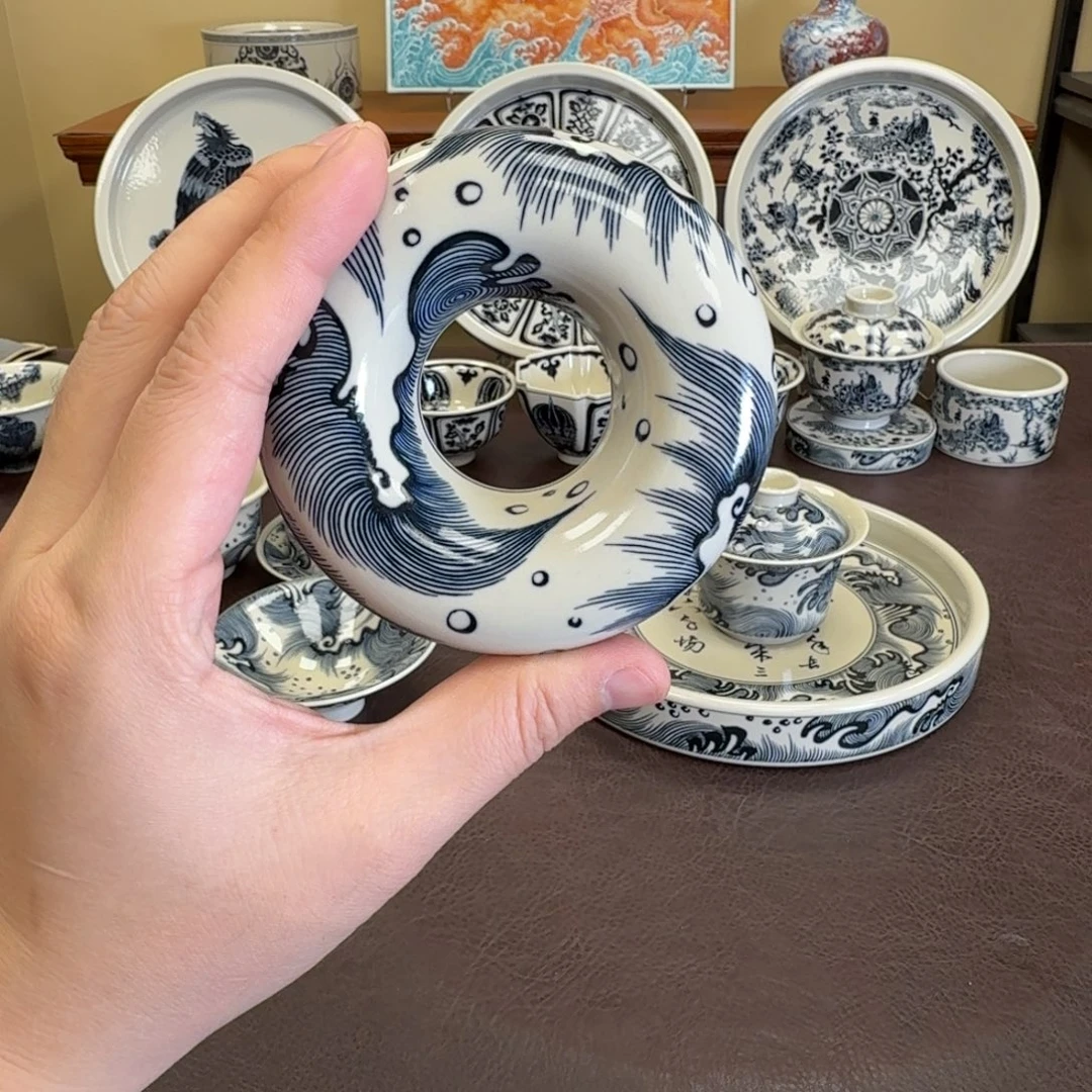摆件陶海浪纹甜甜圈元经秘旨