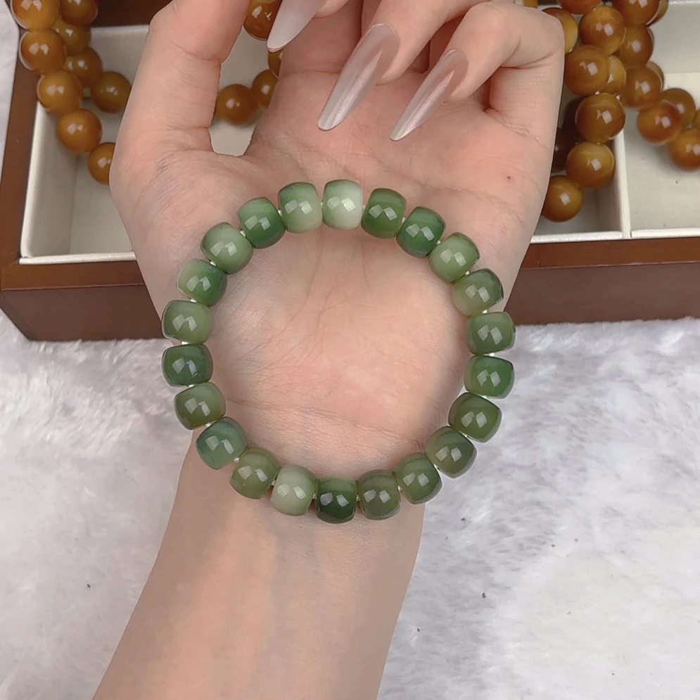 【宠粉专属】11mm绿色直切单圈手串天然菩提根手串