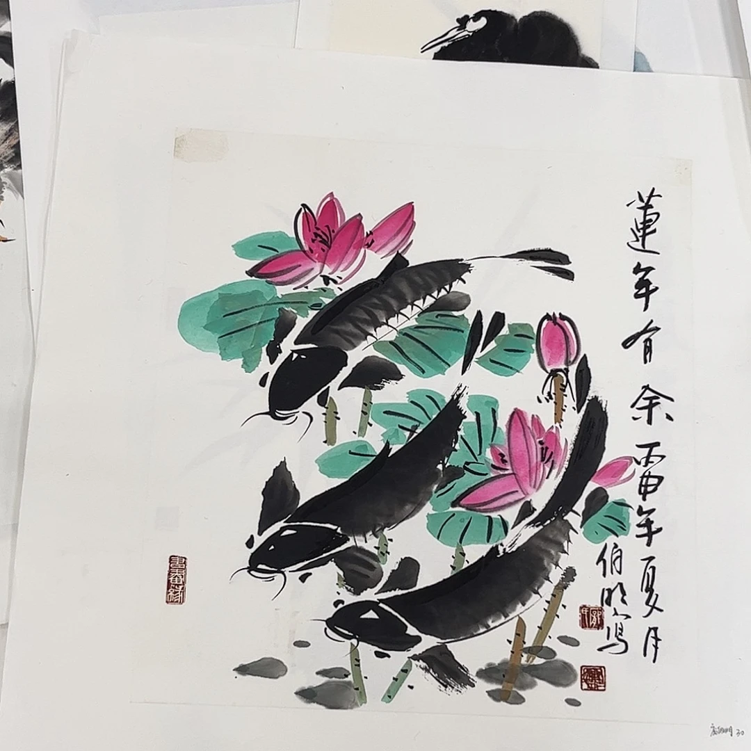 国画庞伯明老师三尺斗方花鸟奇