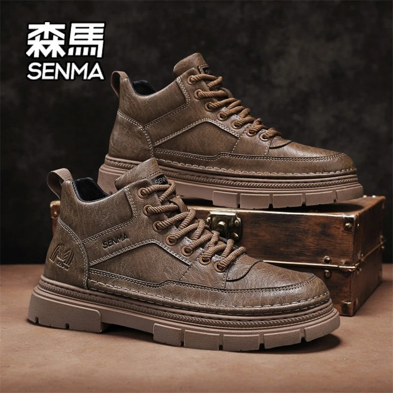 SENMA/森马男鞋秋季新款高帮厚底休闲户外运动防滑时尚机车马丁靴