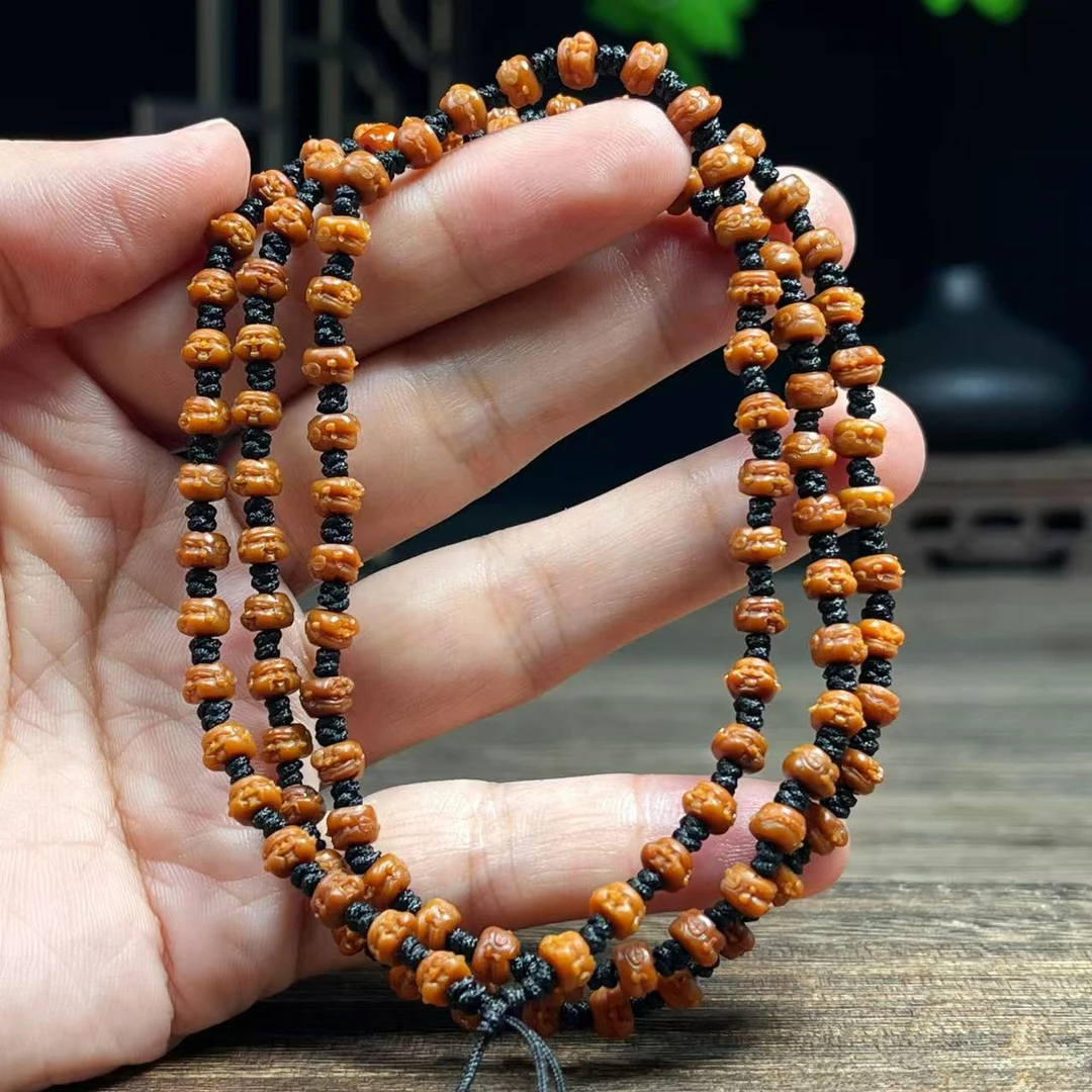 橄榄核尖  5.5mm玉化108财神  文玩长串