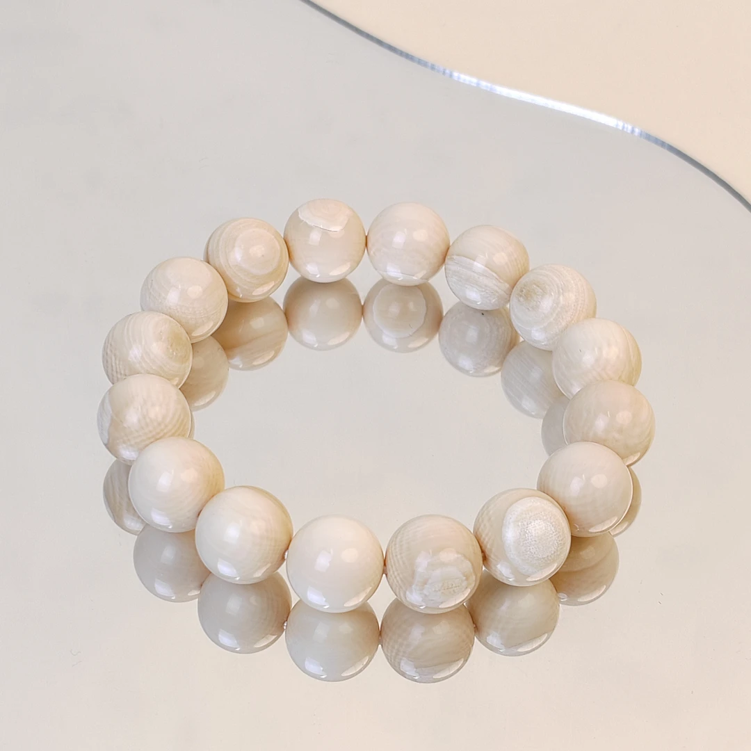 天然猛犸牙12mm素圈手串