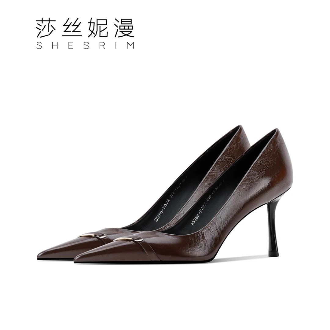 「7.5CM」褶皱风秋季高跟单鞋尖头细跟女士高跟单鞋上新气质女高跟