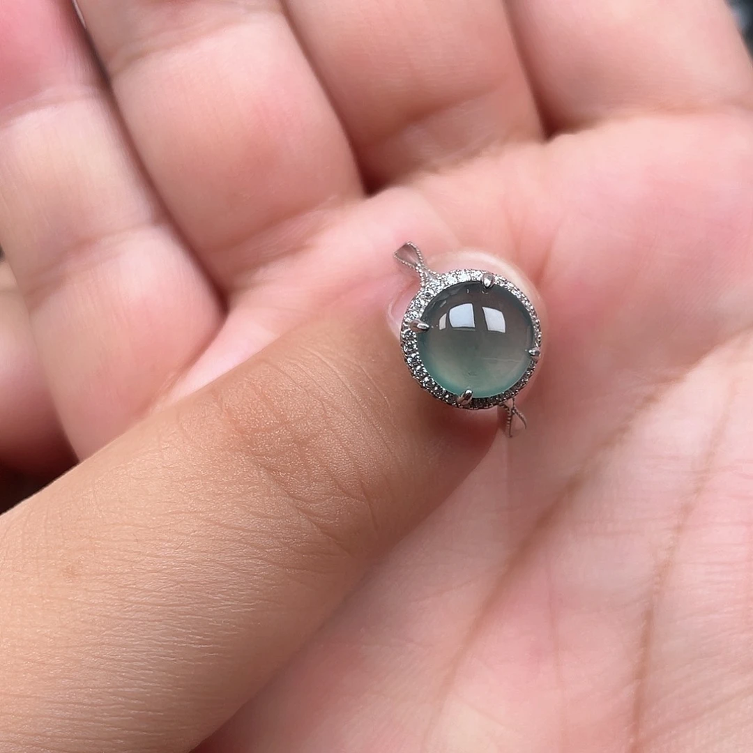 翡翠银S925镶嵌耳饰