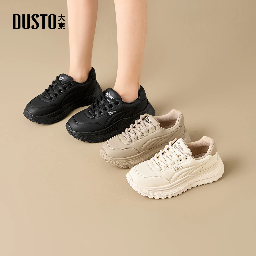 大东女鞋百搭小白鞋2025秋冬新款厚底舒适轻便运动休闲鞋002689