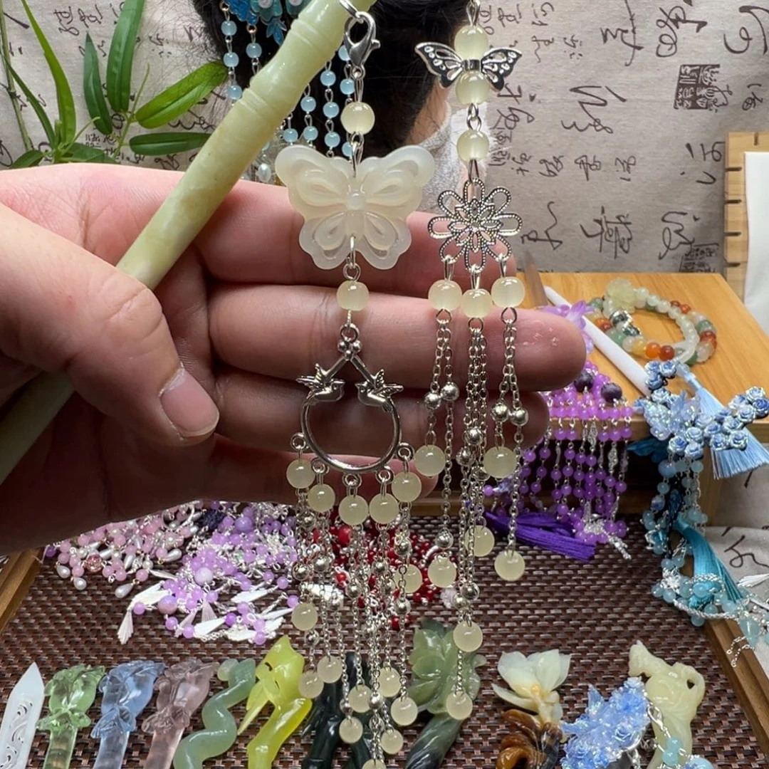 蛇纹石玉合金发饰