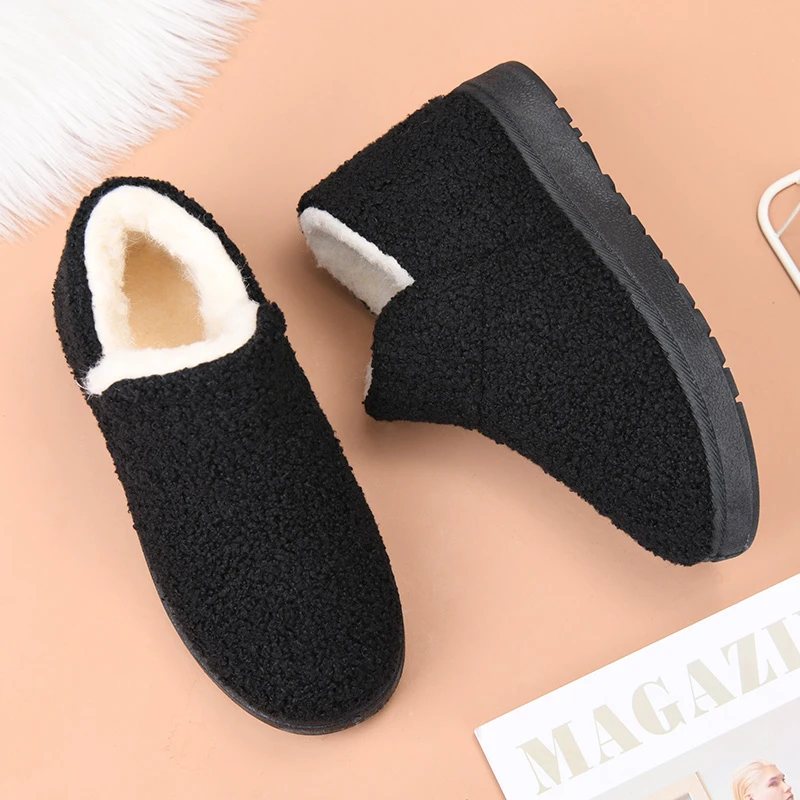 冬季雪地靴休闲鞋布鞋一脚蹬软底防滑棉鞋毛毛鞋保暖妈妈女士鞋