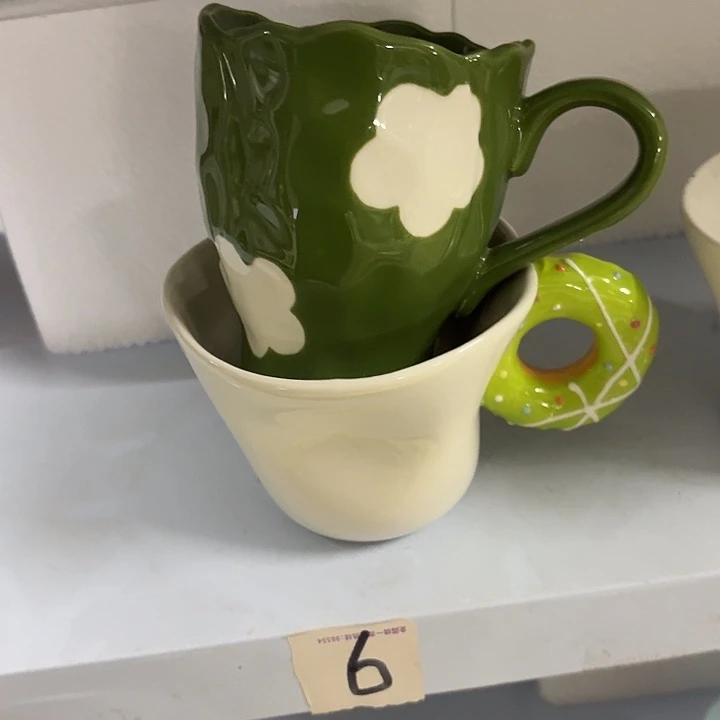 别***聒搪瓷微瑕绿花加绿甜甜圈